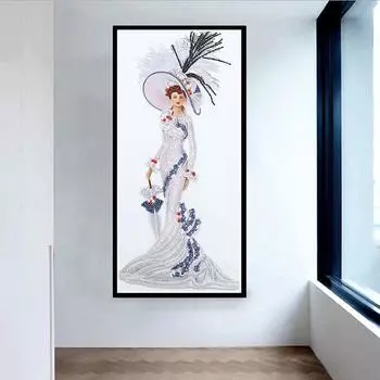 Алмазная картина Ангел Элегантная леди Частичная дрель Особая форма Кристалл Стразы Женщины Алмазные художественные наборы для взрослых и детей 30x60cm