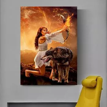 Алмазная картина Арчер женщина волк полная квадратная круглая 5D DIY вышитая мозаика картина художник украшение дома художественная головоломка Full Round 20x30CM