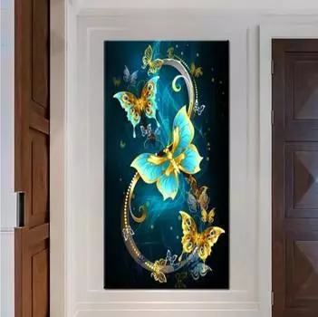 Алмазная картина Бабочка 5D DIY Алмазная вышивка животных Набор для вышивки крестом Горный хрусталь Мозаика Искусство украшения дома Full Round 20x40CM