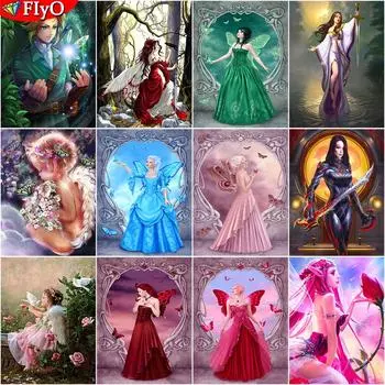 Алмазная картина, бабочка, эльфы, полная дрель, квадратная, круглая, алмазная вышивка, животные, ангелы, Алмазная мозаика, вышивка крестиком, домашний декор Full Round 20X30CM красный