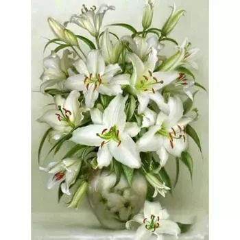 Алмазная картина Белая Калла Лилия Алмазная вышивка Крестом Дерево Алмазный пейзаж 20X30CM