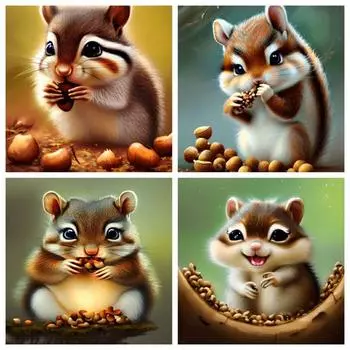 Алмазная картина Белка Коллекция Вышивка Мозаика Животное Милая Вышивка Крестом Полный Квадрат/Круг Домашний Декор Full Round 20x20CM