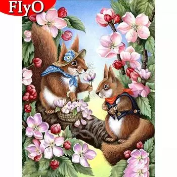 Алмазная картина Белка животное ремесленный комплект полный круглый/квадратный дрель 5D DIY Алмазная вышивка цветок ремесло украшение дома Full Round (20X30CM)