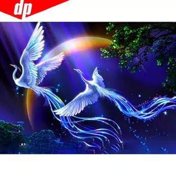 Алмазная картина Белый Феникс Стразы 5D DIY Полный круглый крестик 20X30CM