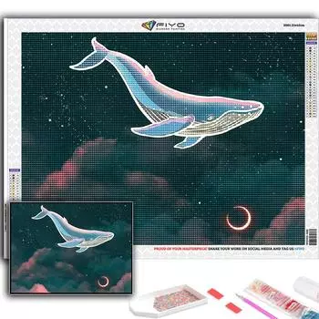 Алмазная картина CaArtistic Луна и звездное небо, вышивка крестиком, стразы, домашний декор Full Round 20X30CM