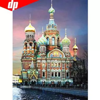 Алмазная картина Церковь 5D DIY Алмазная вышивка Продажа Живописная картина со стразами 20X30CM
