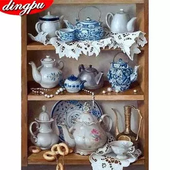 Алмазная картина Чайник Кухня Домашнее украшение Мозаика Полная вышивка