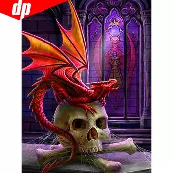 Алмазная картина Череп Кристалл Вышивка Картины со стразами Алмазная мозаика 20X30