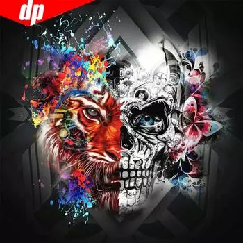 Алмазная картина Череп тигра Полный круглый дрель Алмазная мозаика Животное DIY Алмазная вышивка Картина 30x30CM
