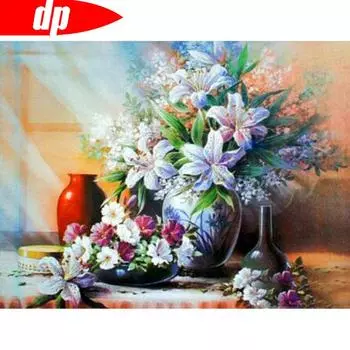 Алмазная картина Цветочный горный хрусталь Полный круглый Алмазная вышивка Крестом 20X30CM