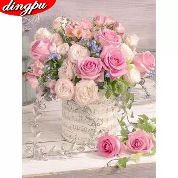 Алмазная картина Цветочный набор для вышивки крестом Алмазная мозаика Полный квадратный дрель Алмазная вышивка 20X30CM