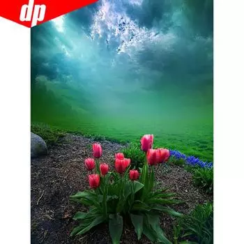 Алмазная картина Цветок Полный дисплей Живописный 5D DIY Полный круглый крестик Мозаика Алмазная вышивка 20X30CM