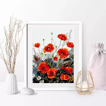 Алмазная картина Цветы Алмазная художественная картина Вышивка крестиком Алмазная вышивка Стразы Живопись 15*20cm