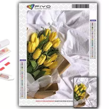Алмазная картина цветы тюльпаны вышивка крестом горный хрусталь домашний декор Full Round 20X30CM