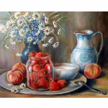 Алмазная картина Цветы Вышивка крестиком Алмазная вышивка Уголок анютины глазки Картина Настенный декор 20X30CM