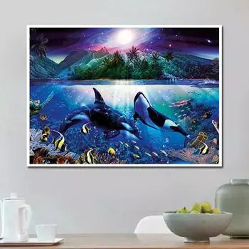 Алмазная картина Дельфин Океан Вышивка крестиком 5d Алмазная вышивка Стразы Мозаика Подарок Домашний декор 20X30CM