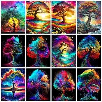 Алмазная картина Дерево Фэнтези Полный квадрат Круглая вышивка Мозаика Красочный пейзаж Домашний декор Full Round 20x30CM