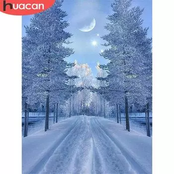 Алмазная картина «Дерево Хуакан» Зимний пейзаж 5D DIY Алмазная вышивка Крестом Мозаика Домашний декор Подарок Full Square 20*30 cm