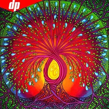 Алмазная картина Дерево Живописная Мозаика DIY 5D Полный круглый крестик Алмазная вышивка 30x30CM