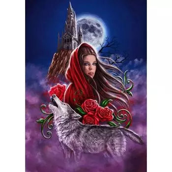 Алмазная картина «Девушка и волк», полная квадратная/круглая мозаика, вышивка, домашний декор, подарок ручной работы Full Round 20X30CM