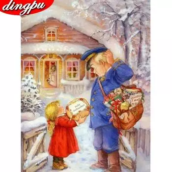 Алмазная картина Девушка Почтальон Мультфильм Полный квадрат Алмазная вышивка Украшение дома 20X30CM