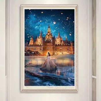 Алмазная картина Девушка Полный Круглый Ручная работа Распродажа Алмазная вышивка Замок Пейзаж Мозаика Вышивка крестом Домашний декор Full Round 20x30CM