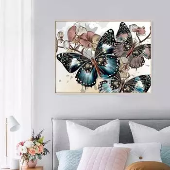 Алмазная картина DIY Алмазная вышивка Бабочки и цветы Вышивка крестом Стразы Домашний декор 20X30CM