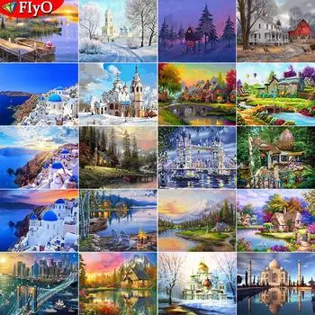 Алмазная картина Дом 5D DIY Алмазная вышивка Полный набор Распродажа Пейзажные картины из страз Мозаика Настенное искусство Full Round 20X30CM красный