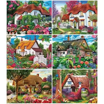 Алмазная картина дом 5D DIY Полная вышивка квадрат круглая алмазная мозаика сад вышивка крестом вышивка пейзаж настенный декор Full Round 20x30CM