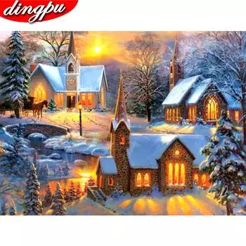 Алмазная картина Дом 5D DIY Вышивка Крестом Пейзаж 20X30CM