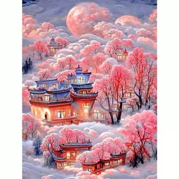 Алмазная картина «Дом на дереве», вышивка, полный круглый мозаичный пейзаж, персонализированный подарок, вышивка крестом, украшение для дома 30x40 см/12x16 дюймов 30x40cm NO Frame