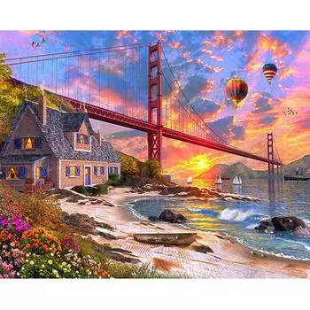 Алмазная картина Дом Пейзаж Вышивка крестом Алмазная вышивка 20X30CM