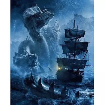 Алмазная картина Дракон и парусник 5D Diy Алмазная вышивка Полный круглый крестик 20X30CM