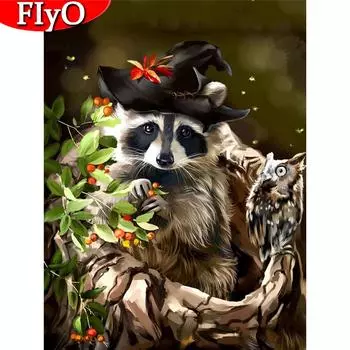 Алмазная картина енот вышивка крестиком распродажа Алмазная вышивка животных мозаика горный хрусталь комплект украшения Хэллоуина Full Round (20X30CM)