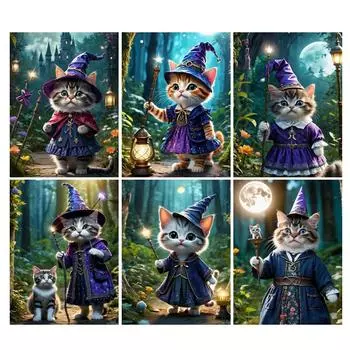 Алмазная картина «Ежик-волшебник» Новые поступления Diy Полный квадратный круглый дрель Стразы Вышивка Животные Мозаика Наборы для вышивки крестом Настенный декор Square drill 30x40cm