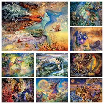 Алмазная картина Фэнтези мультфильм девушка фея полная дрель круглая вышивка крестиком наборы 5D DIY горный хрусталь домашний декор Full Round 20x30CM