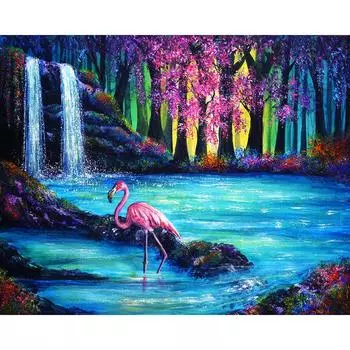 Алмазная картина Фламинго Алмазная мозаика Алмазная вышивка Крестом Картина Стразы Животный Декор 20X30CM