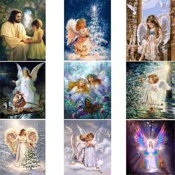 Алмазная картина Full Drill, YEESAM ART Angel Elves Религиозная 5D DIY Набор для алмазной живописи