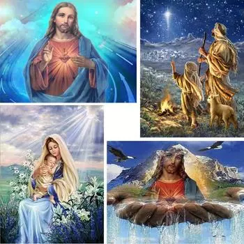 Алмазная картина Full Drill, YEESAM ART Иисус Религиозное Рождество 5D DIY Набор для алмазной живописи