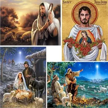 Алмазная картина Full Drill, YEESAM ART Иисус Религиозное Рождество 5D DIY Набор для алмазной живописи