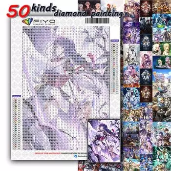 Алмазная картина Genshin, игровой персонаж, полная квадратная дрель, вышивка, портрет девушки, мозаика, набор горный хрусталь, украшение для дома, творческое хобби Full Square 20X30CM