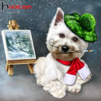 Алмазная картина HUACAN, квадратная, Новое поступление 2020, Алмазная вышивка собаки, Алмазная мозаика с животными, распродажа, изображение из стразов Full square 20*20 cm