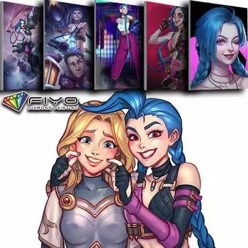 Алмазная картина, игровой персонаж, Jinx, наборы для вышивки крестом, наборы для вышивания, рукоделия, Алмазная мозаика, портрет, подарок ручной работы Full Round 20X30CM