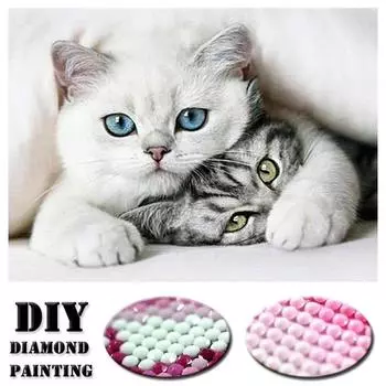 Алмазная картина Кошка Алмазная вышивка 5D DIY Картина Мозаика Украшение Дома Подарок Ручная работа 20X30CM