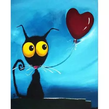 Алмазная картина Кошка DIY Алмазная мозаика Животное Котенок Полный круглый Алмазная вышивка Крестом 20X30CM