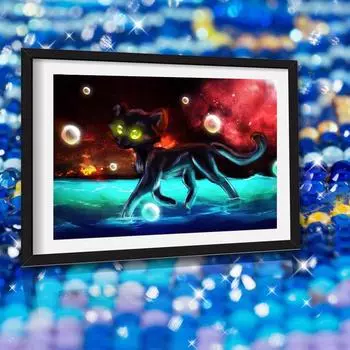 Алмазная картина Кошка Фотографии Стразы Полный дрель Алмазная вышивка Животное Мозаика из бисера Алмаз 20X30CM