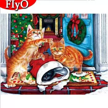 Алмазная картина кошка полная квадратная картина из страз 5D DIY Алмазная вышивка животных мозаика Рождественский подарок искусство Full Round (20X30CM)