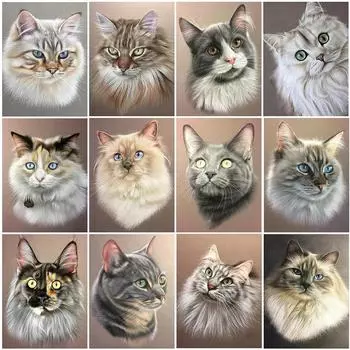 Алмазная картина Кот 5D DIY Горный хрусталь Картина Алмазная вышивка Животные Мозаика Домашний Декор Подарок Full Round 20x25CM