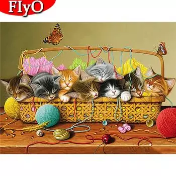Алмазная картина Кот ремесла Новое поступление 5D DIY Алмазная вышивка комплект со стразами в виде животных Детская комната Декор Full Round (20X30CM)