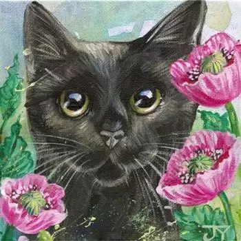 Алмазная картина кота мультяшная картина горный хрусталь вышитая мультяшная кошка цветок украшение дома 30x30CM